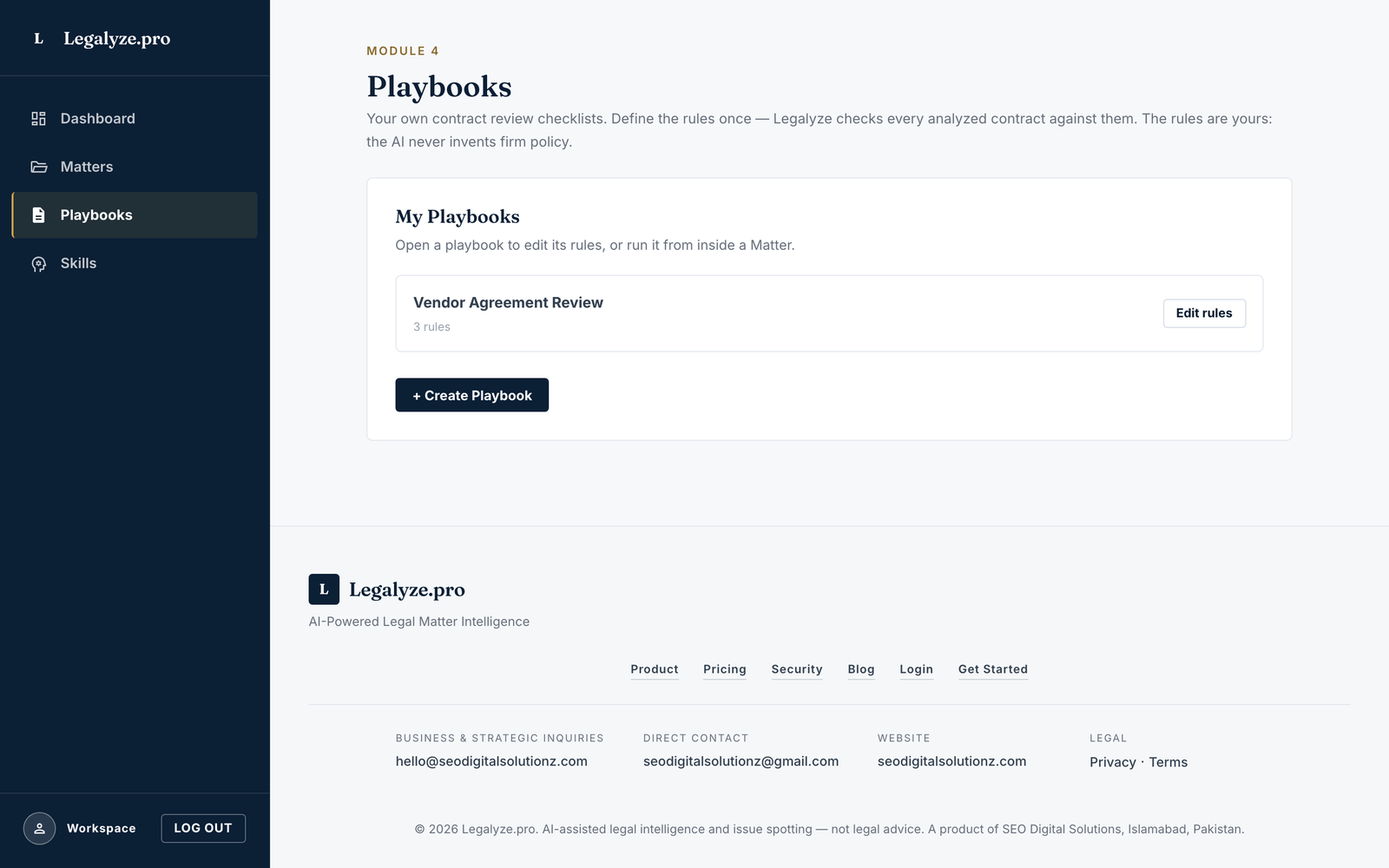 Legalyze.pro firm playbooks